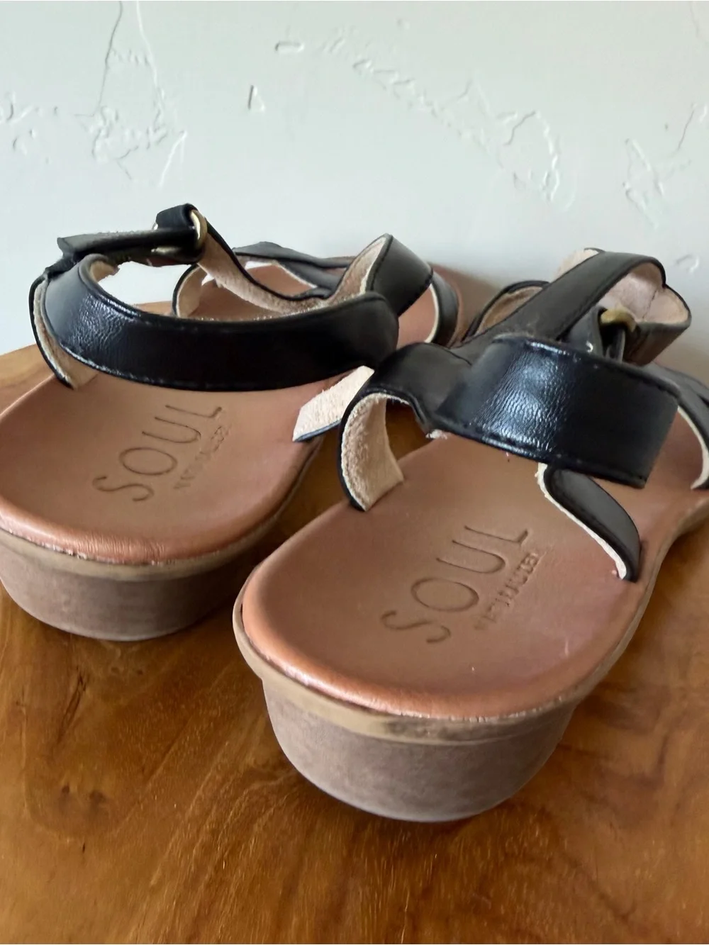 SOUL Naturalizer Woman’s Sandals Black Sz 10 Solo Ankle Strap Leather .